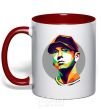 Mug with a colored handle Eminem color face red фото