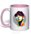 Mug with a colored handle Eminem color face light-pink фото