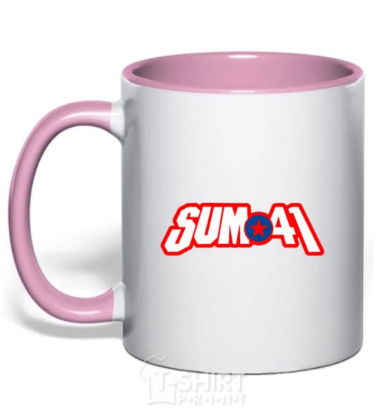 Чашка с цветной ручкой Sum 41 logo Нежно розовый фото