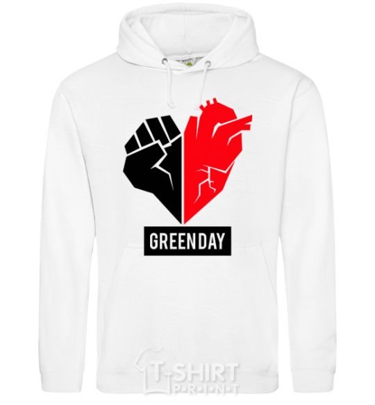 Men`s hoodie Green Day logo White фото