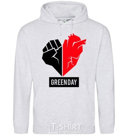 Мужская толстовка (худи) Green Day logo Серый меланж фото