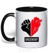 Mug with a colored handle Green Day logo black фото