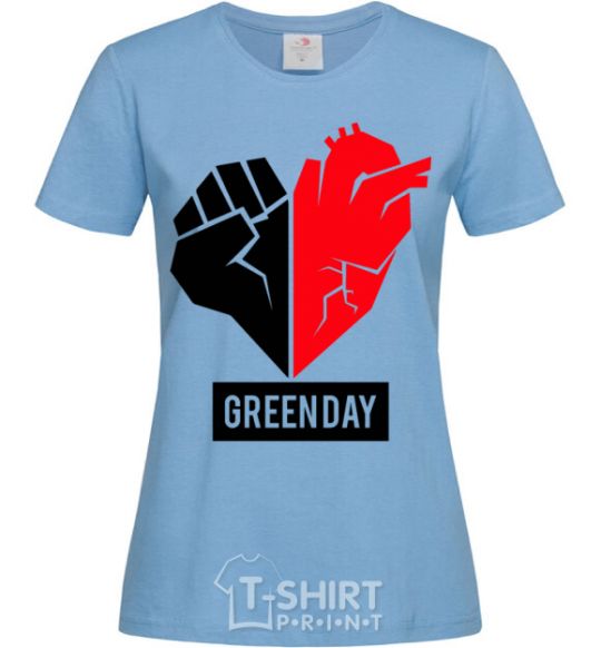 Women's T-shirt Green Day logo sky-blue фото