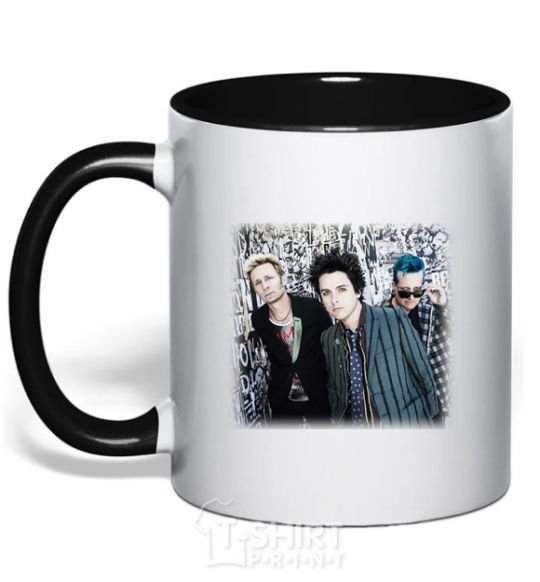 Mug with a colored handle Green Day group black фото