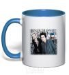 Mug with a colored handle Green Day group royal-blue фото