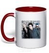 Mug with a colored handle Green Day group red фото