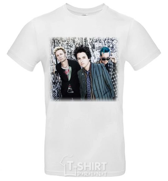 Men's T-Shirt Green Day group White фото