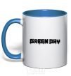 Mug with a colored handle Green day logo black royal-blue фото