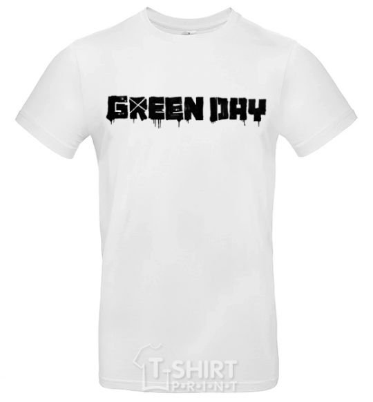 Men's T-Shirt Green day logo black White фото