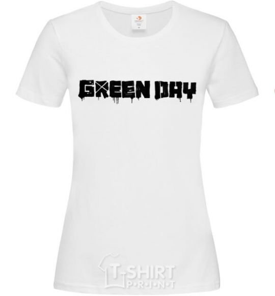 Женская футболка Green day logo black Белый фото