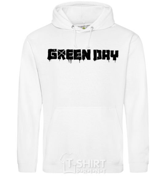 Мужская толстовка (худи) Green day logo black Белый фото