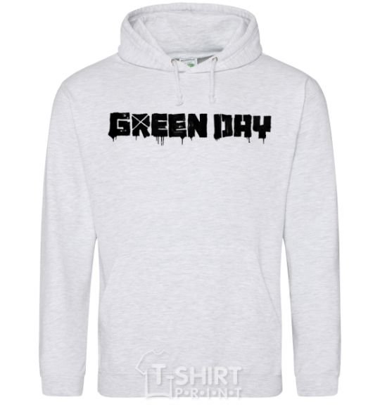 Мужская толстовка (худи) Green day logo black Серый меланж фото