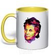 Mug with a colored handle Jon Bon Jovi yellow фото