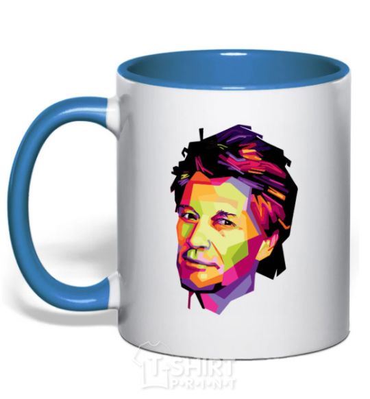 Mug with a colored handle Jon Bon Jovi royal-blue фото