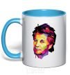 Mug with a colored handle Jon Bon Jovi sky-blue фото