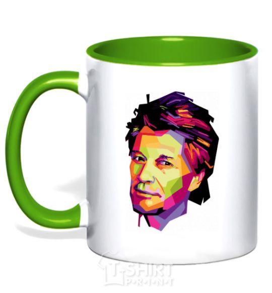 Mug with a colored handle Jon Bon Jovi kelly-green фото