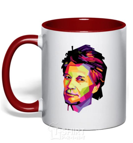 Mug with a colored handle Jon Bon Jovi red фото