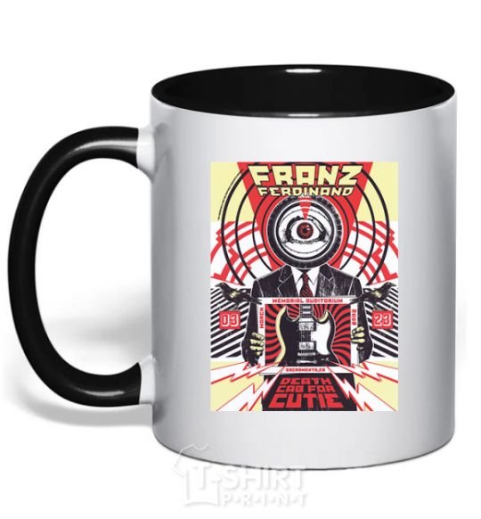 Mug with a colored handle Franz Ferdinand poster black фото