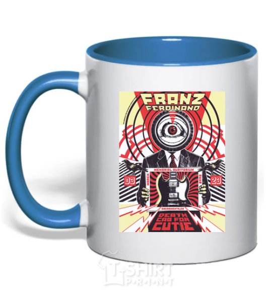 Mug with a colored handle Franz Ferdinand poster royal-blue фото