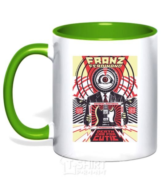 Mug with a colored handle Franz Ferdinand poster kelly-green фото