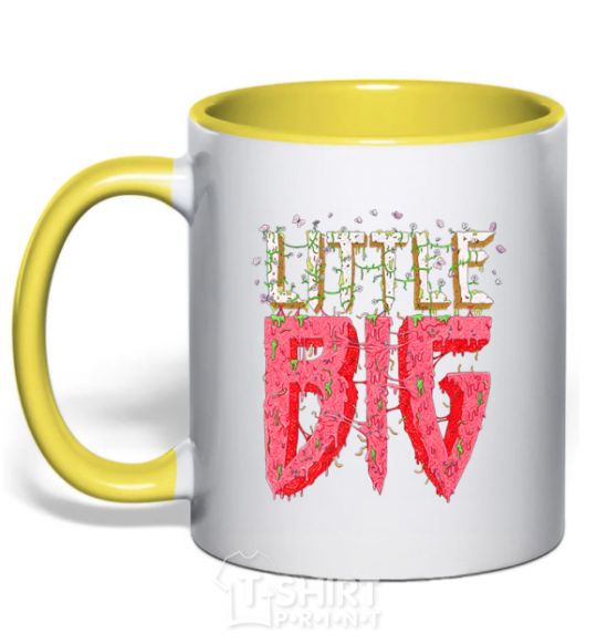 Mug with a colored handle Little big logo yellow фото