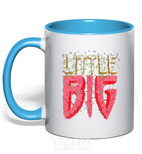 Mug with a colored handle Little big logo sky-blue фото