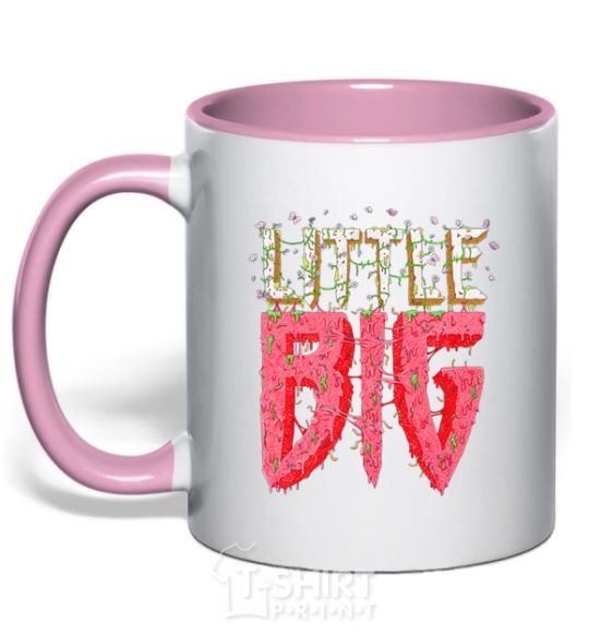 Mug with a colored handle Little big logo light-pink фото