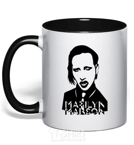 Mug with a colored handle Marilyn Manson black фото