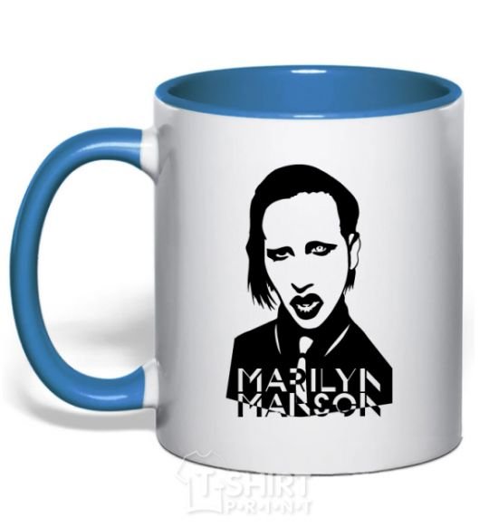 Mug with a colored handle Marilyn Manson royal-blue фото