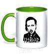 Mug with a colored handle Marilyn Manson kelly-green фото
