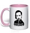 Mug with a colored handle Marilyn Manson light-pink фото