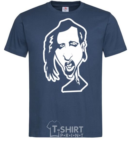 Men's T-Shirt Marilyn Manson face navy-blue фото