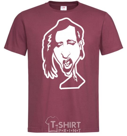 Men's T-Shirt Marilyn Manson face burgundy фото
