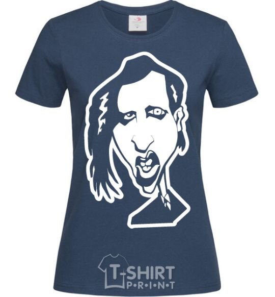 Women's T-shirt Marilyn Manson face navy-blue фото