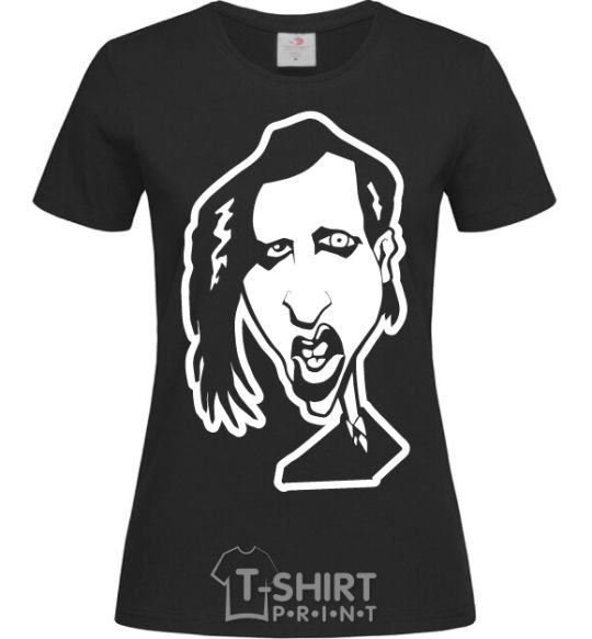 Women's T-shirt Marilyn Manson face black фото