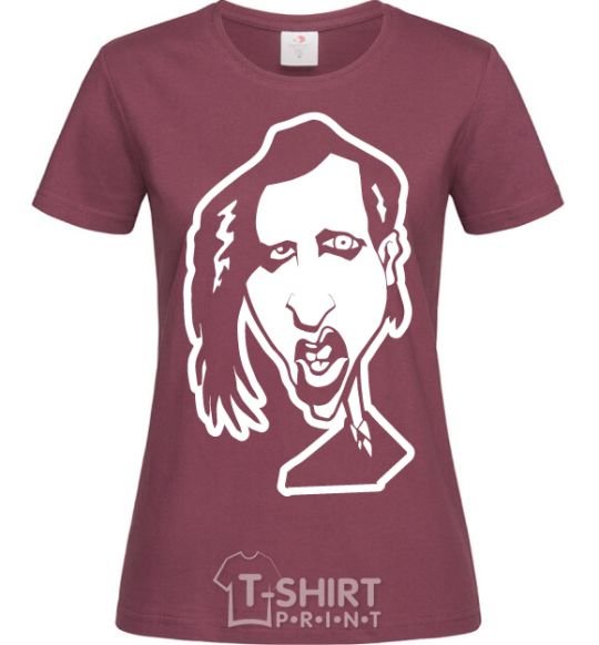 Women's T-shirt Marilyn Manson face burgundy фото