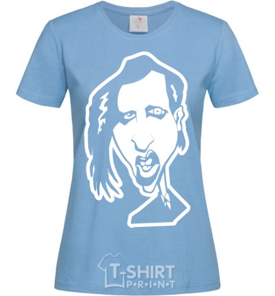 Women's T-shirt Marilyn Manson face sky-blue фото