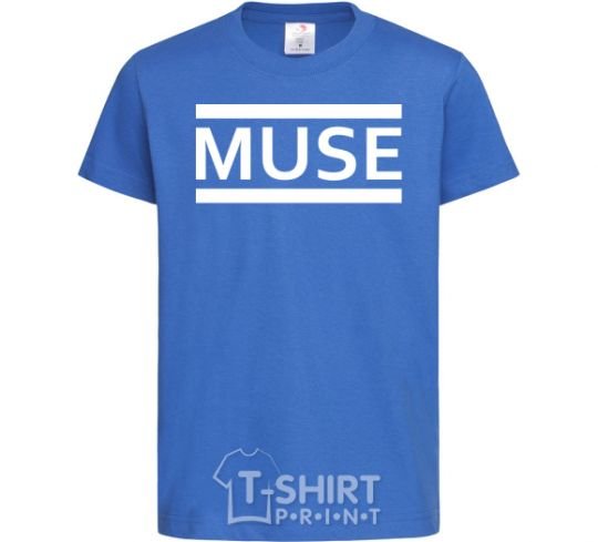 Kids T-shirt Muse logo white royal-blue фото