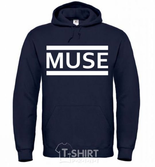 Мужская толстовка (худи) Muse logo white Темно-синий фото