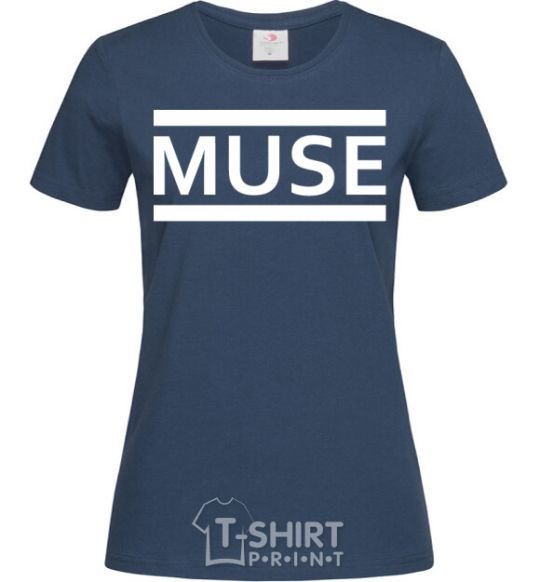 Women's T-shirt Muse logo white navy-blue фото