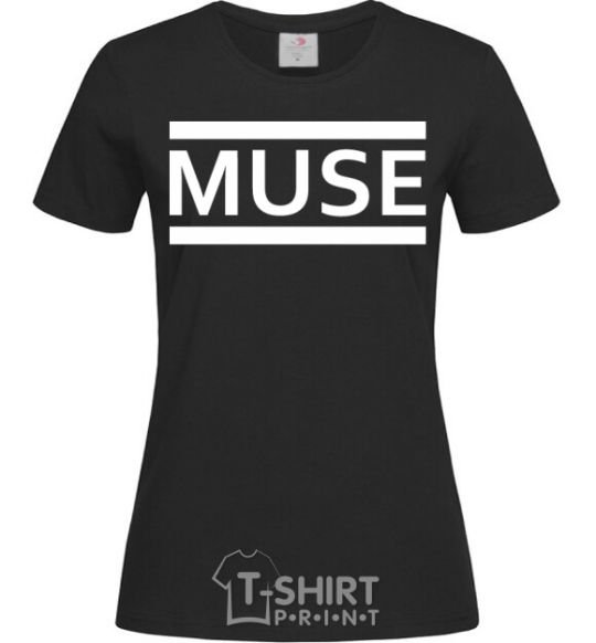 Women's T-shirt Muse logo white black фото