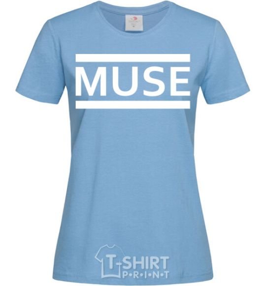 Women's T-shirt Muse logo white sky-blue фото