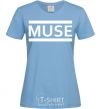 Women's T-shirt Muse logo white sky-blue фото