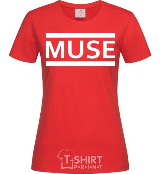 Women's T-shirt Muse logo white red фото