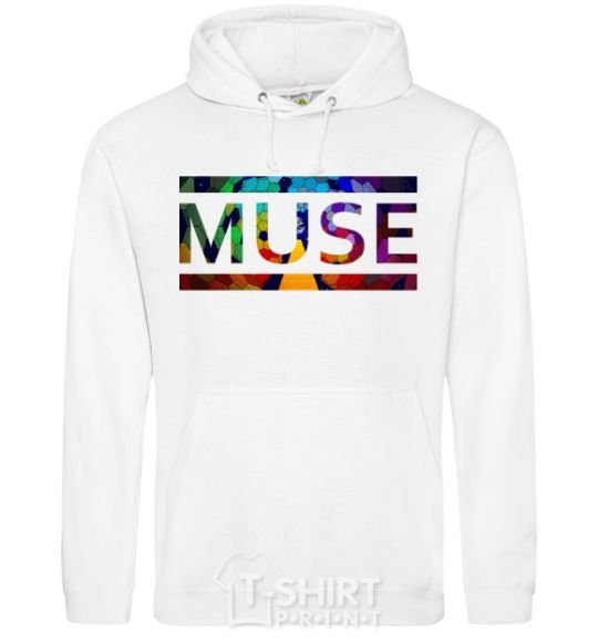 Мужская толстовка (худи) Muse logo color Белый фото