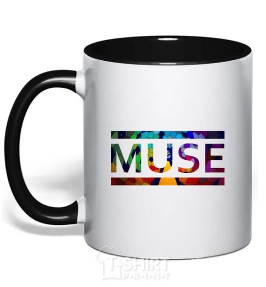 Mug with a colored handle Muse logo color black фото