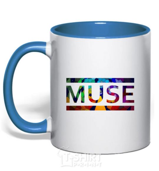 Mug with a colored handle Muse logo color royal-blue фото