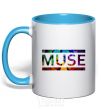 Mug with a colored handle Muse logo color sky-blue фото