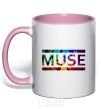 Mug with a colored handle Muse logo color light-pink фото