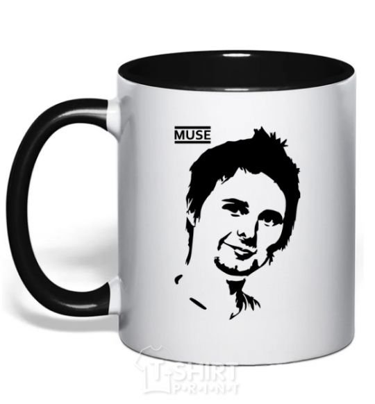 Mug with a colored handle Muse Matthew Bellamy black фото